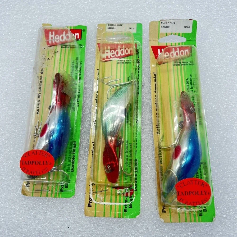 Vintage Heddon Plastic Fishing Lure Set Of 3